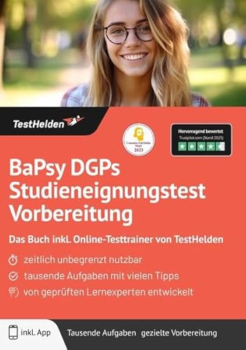BaPsy DGPs Studieneignungstest Vorbereitung: Das Buch inkl. Online-Testtrainer von TestHelden auf Amazon anschauen BaPsy DGPs Studieneignungstest Vorbereitung: Das Buch inkl. Online-Testtrainer von TestHelden